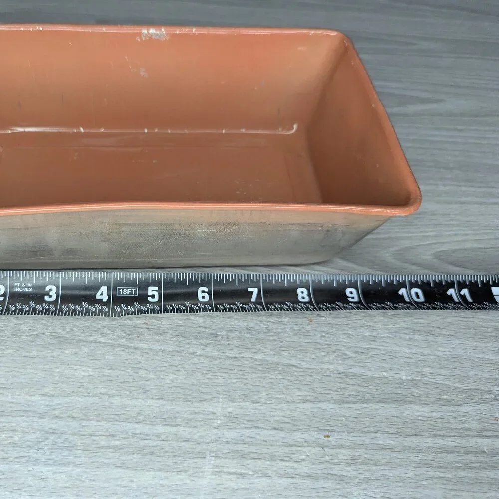 Vintage Bake King Light Terracotta Enameled Aluminum Rectangle Cake Pan